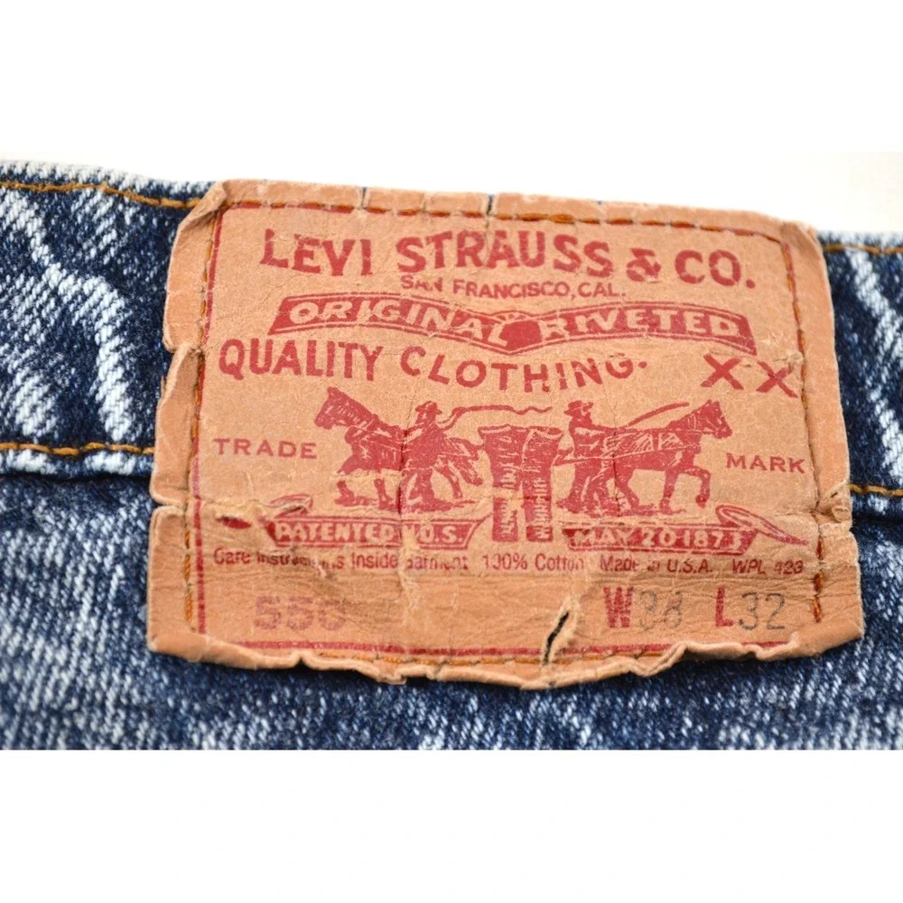 Vintage Levi's 550 1980'S Acid Wash Made In USA Mens 38x32 Cut Off to Inseam 27